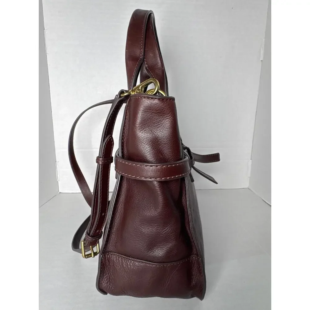 FOSSIL Willow Whiskey Brown Leather Satchel Crossbody Bag #SHB2325